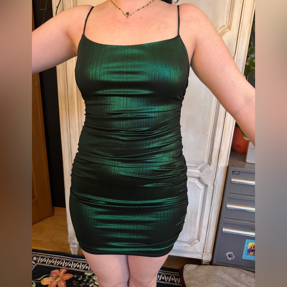 City Vibes Emerald Green Bodycon Homecoming Dress